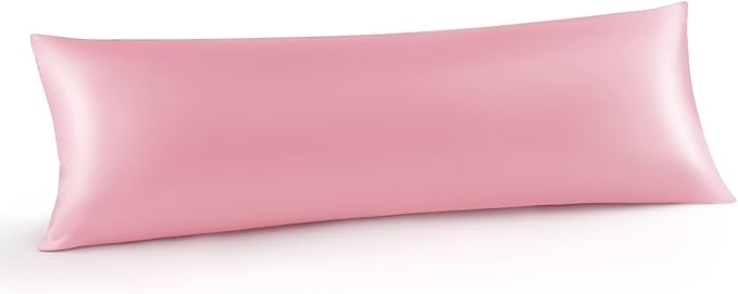 INFIIXSO Body Pillow Cover with Zipper, Luxury Mulberry Silk Body Pillow Case 20x54 Inches, Ultra Smooth and Soft Cooling Long Pillowcase, Gift for Women, Men(Pink) - Bloomnest