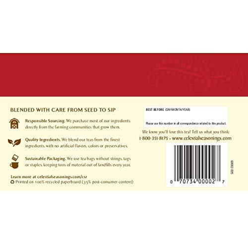 Celestial Seasonings Hibiscus Tea, Red Zinger Herbal Tea, Caffeine Free, 20 Tea Bags (Pack of 6) - Bloomnest