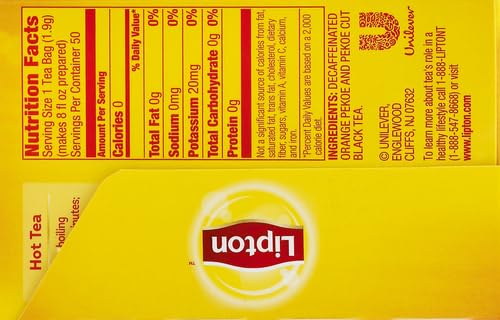 Lipton Decaffeinated Black Tea, 50 Count (Pack of 4) - Bloomnest