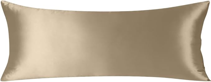 ZIMASILK 100% Pure Mulberry Silk Pillow Cases for Hair and Skin, Soft, Hypoallergenic & Smooth, Both Sides Grade 6A Silk, with Hidden Zipper, Gift for Women Men, 1pc (Body 20"x54", Taupe) - Bloomnest