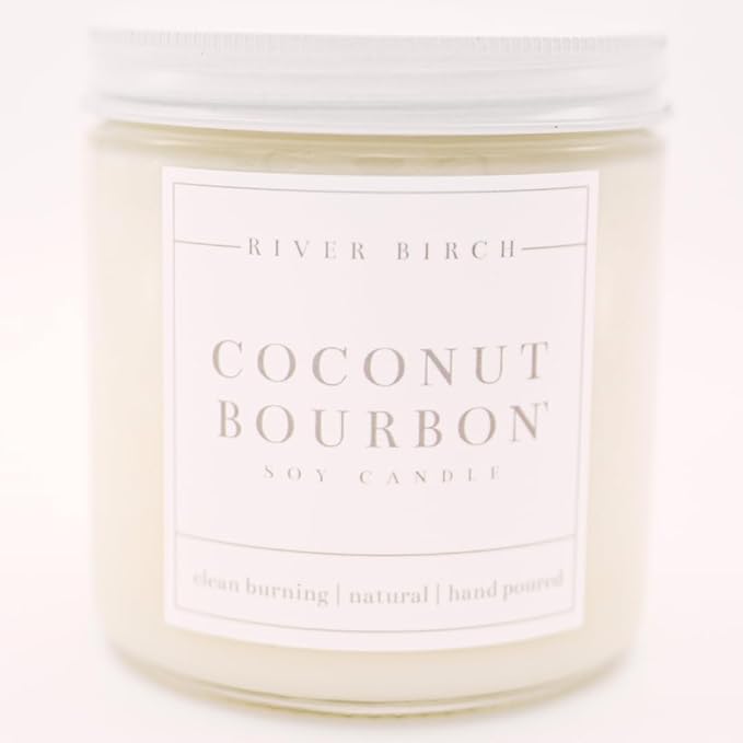 River Birch Candles Coconut Bourbon Scented Candle | Premium, All-Natural, Non-Toxic, Soy Candles | 16oz 90 Hr Burn Time | Cozy Relaxing Gifts for Home - Bloomnest