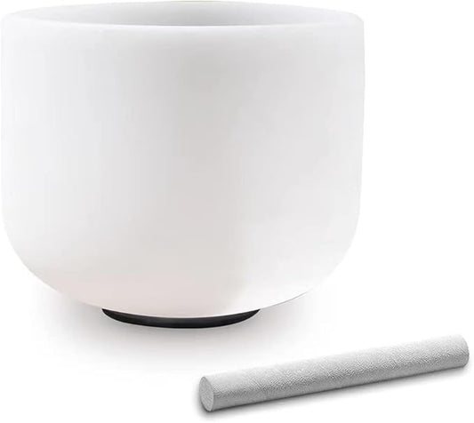 Kresec 8 Inch Crystal Singing Bowl B Note (±40 cents) Crown Chakra with O-ring and Mallet Quartz Crystal Sound Bowl for Meditation, Yoga, Spiritual and Body Healing and Energy Cleansing - Bloomnest