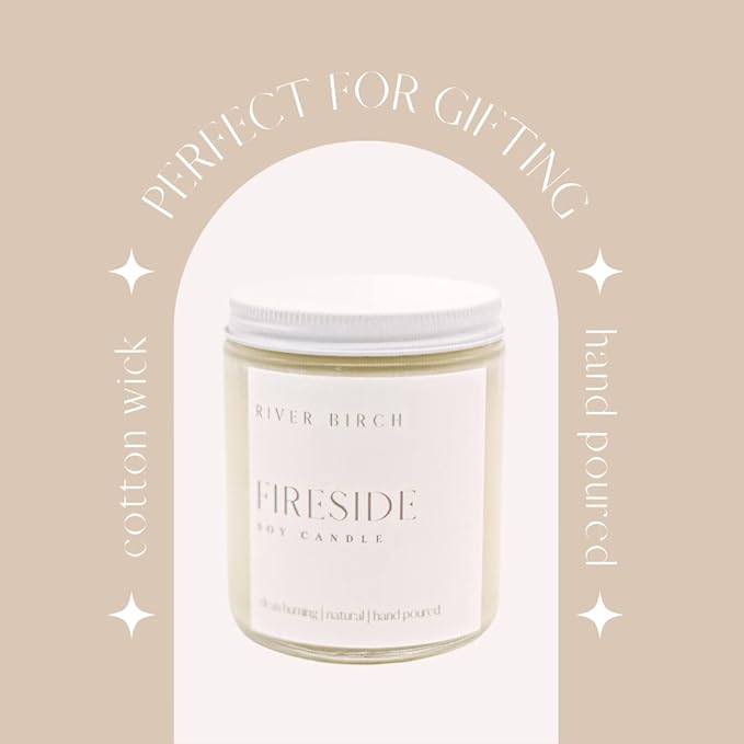 River Birch Candles Fireside Scented Candle | Premium, All-Natural, Non-Toxic, Soy Candles | 8.5oz 40 Hr Burn Time | Cozy Relaxing Gifts for Home - Bloomnest