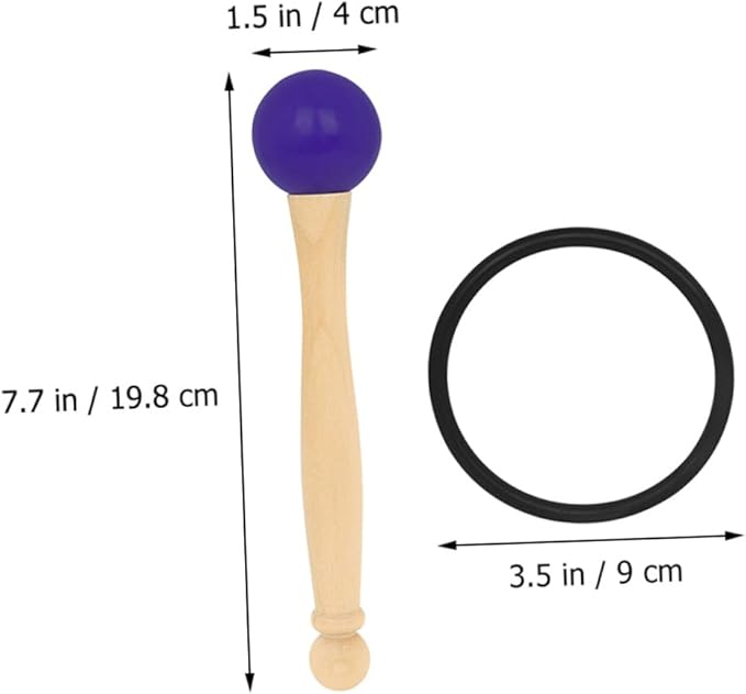 Beaupretty 1Set Singing Bowl Mallet with Handle Rubber Ring Kit for Crystal Singing Bowls Comfortable Grip Durable Material for Sound Meditation Music Practices - Bloomnest