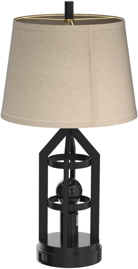 Farmhouse Table Lamps for Living Room Set of 2, 3-Way Dimmable Touch Control Bedside Lamps with 2 USB Charging Ports, Bedroom Reading Lamps for Nightstand, Rustic Home Decor, 4 LED Bulbs Included - Bloomnest