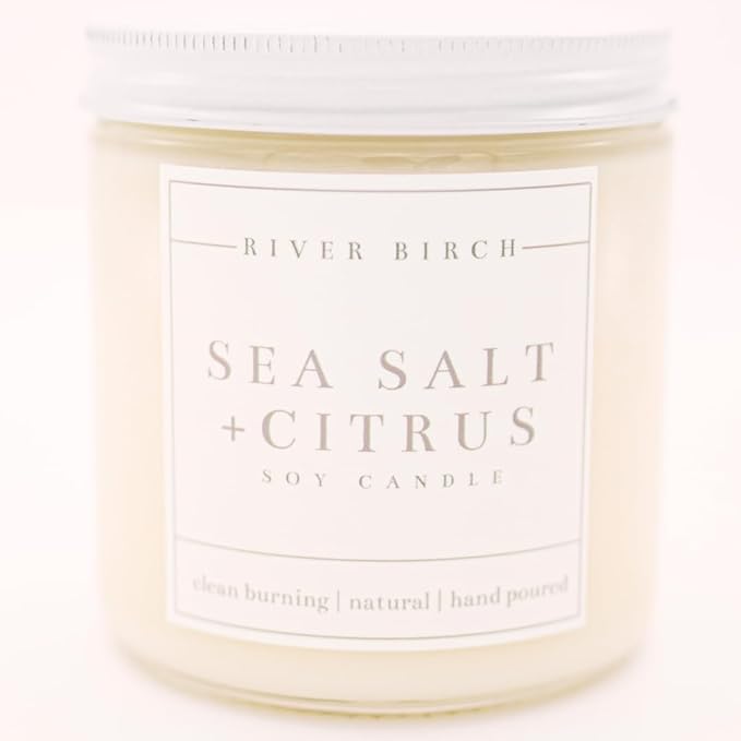 River Birch Candles Sea Salt & Citrus Scented Candle | Premium, All-Natural, Non-Toxic, Soy Candles | 16oz 90 Hr Burn Time | Cozy Relaxing Gifts for Home - Bloomnest