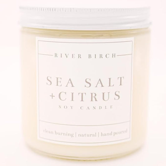 River Birch Candles Sea Salt & Citrus Scented Candle | Premium, All-Natural, Non-Toxic, Soy Candles | 16oz 90 Hr Burn Time | Cozy Relaxing Gifts for Home - Bloomnest