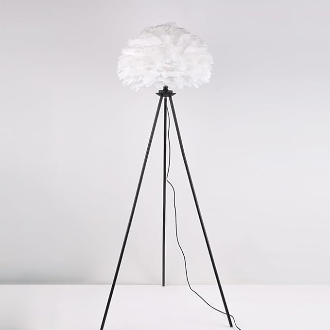 Nordic Feather Floor Lamp Romantic Art Family a Living Girls' Room Bedroom Creativity LED Decorative Standing Light (H) - Bloomnest