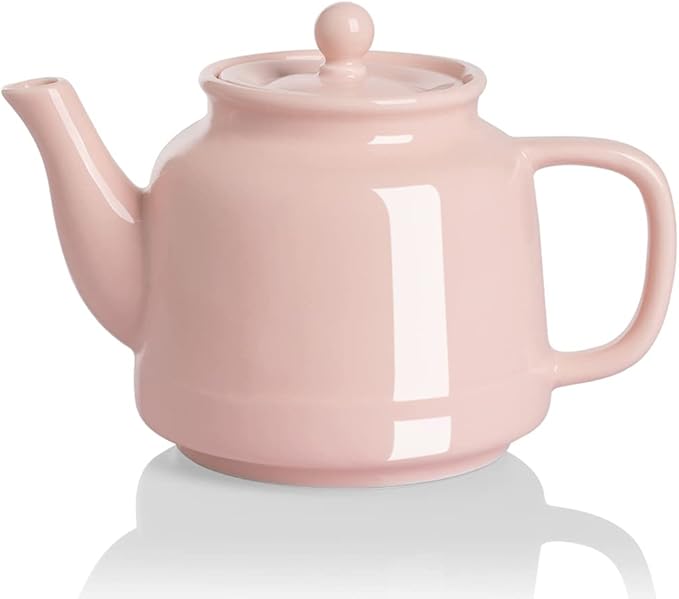 Sweejar 35 oz Porcelain Tea Pot, Teapot with Removable 18/8 Stainless Steel Infuser, Microwave & Dishwasher Safe Tea Maker, Tea Infuser Pots for Blooming loose Leaf Tea,Chrismas Women Gift (Pink) - Bloomnest