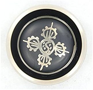 4" Exquisite Tibetan Singing Bowl Set for Meditation ~ Auspicious Eight Lucky Symbols, Buddha Eye & Dorje Painted ~ Silk Cushion & Wooden Mallet Included ~Handmade in Nepal by Thamelmart TM+THAMELMART+FOR+BEAUTIFUL+MINDS