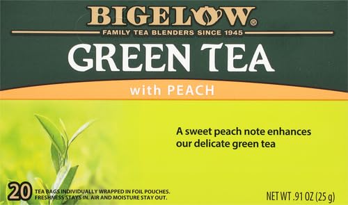 Bigelow Green Tea w/ Peach Tea Bags, 20 ct - Bloomnest