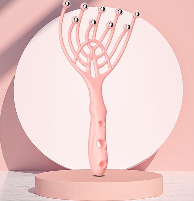 Head Massager Scalp Neck Comb – 1PC Handheld Relaxation Tool with 5 Fingers, 9 Claws & Steel Balls for Stress Relief & Hair Care Bloomnest