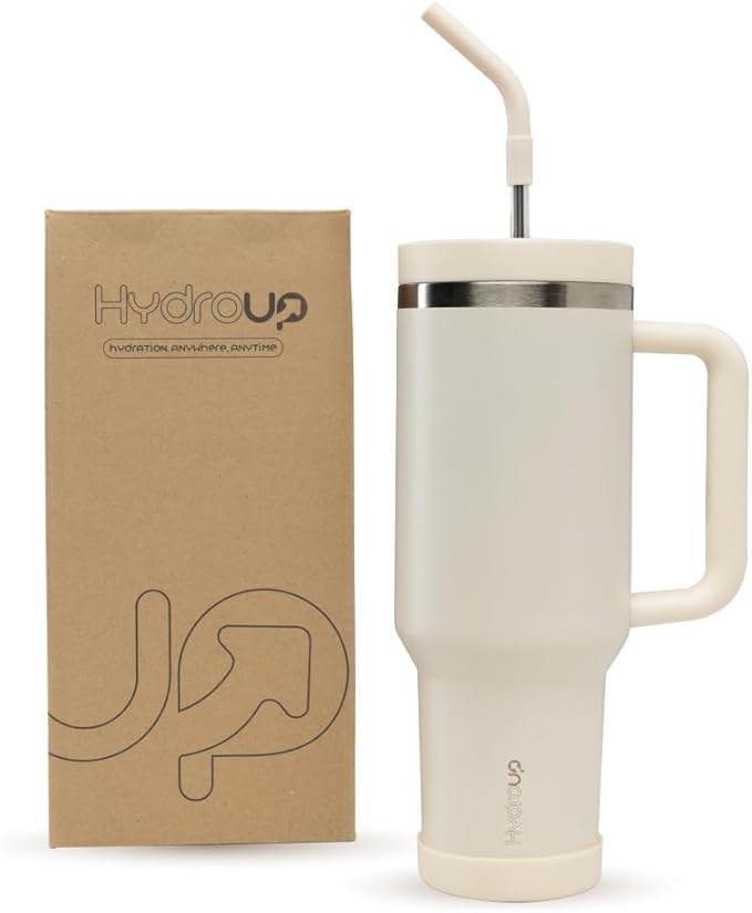 40oz Travel Tumbler Cup with Handle, Two-Way Slider Lid, Stainless Steel Straw with Silicone Tip, Vacuum Insulated Water Bottle for Hot & Cold Drinks, Great Gifts for Mom - Bloomnest