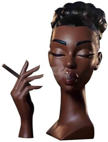 Incense Holder,Black Woman Smoking Head Incense Burner,Unique Home Gift,Desk Decor Suitable for Bedroom and Living Room - Bloomnest