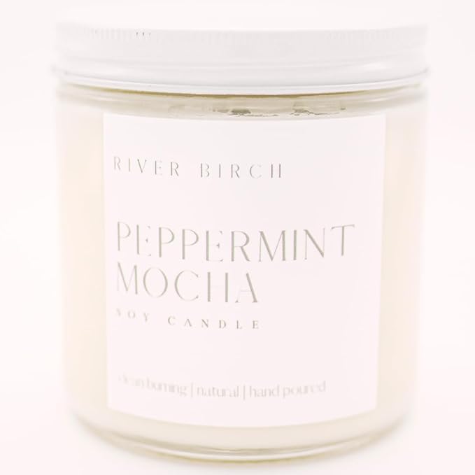 River Birch Candles Peppermint Mocha Scented Candle | Premium, All-Natural, Non-Toxic, Soy Candles | 16oz 90 Hr Burn Time | Cozy Relaxing Gifts for Home - Bloomnest