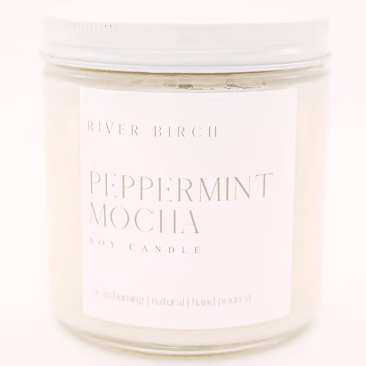 River Birch Candles Peppermint Mocha Scented Candle | Premium, All-Natural, Non-Toxic, Soy Candles | 16oz 90 Hr Burn Time | Cozy Relaxing Gifts for Home - Bloomnest