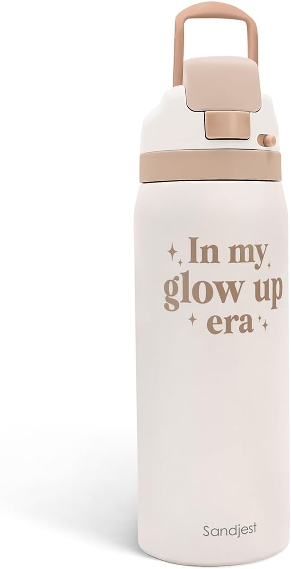 Inspiration Insulated Stainless Steel Water Bottle with Straw for Sports and Travel, In My Glow Up Era, 32oz Gifts for Women Girls Friends Teens Birthday Christmas - Bloomnest