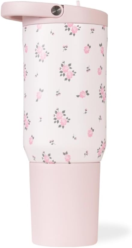 HydroJug Sport - Stainless Steel Tumbler with Straw, Vacuum Insulated, 20oz Leakproof Water Bottle, Ergonomic Design, Reusable, Dishwasher Safe, Rubber Base, Durable for Gym or Outdoors, Wildrose