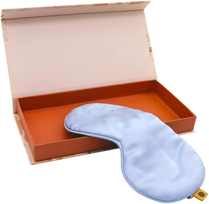 Premium 25 Momme Mulberry Silk Eye Mask for Sleeping (Frosty Blue) - Bloomnest