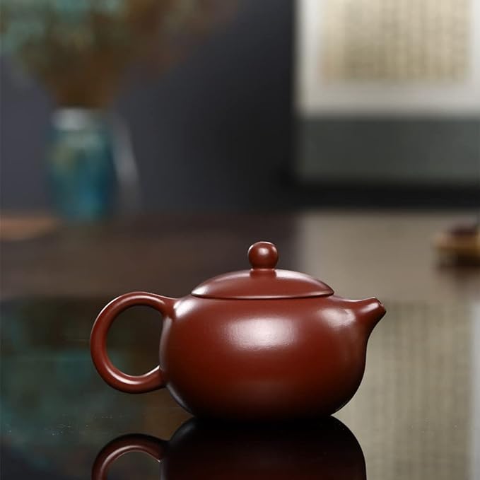 Xishi Teapot 7oz Chinese Zisha Clay Pot Ceramics Purple Sand Mud Kungfu Tea Set Kettle Spherical Filter (Red 200ml) - Bloomnest