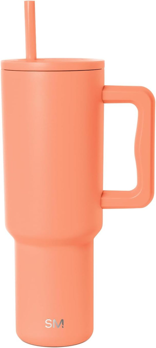 Simple Modern 40 oz Trek Tumbler with Handle and Straw Lid | Cup Holder Friendly Insulated Stainless Steel Travel Mug | Mango SimpleModern