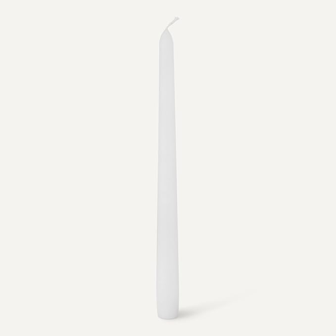 Amazon Basics Taper Candles, Unscented, Long Burning, Paraffin and Palm Wax with Cotton Wicks for Burning 7.5 Hours Time, Large, Pack of 12, Ivory - Bloomnest