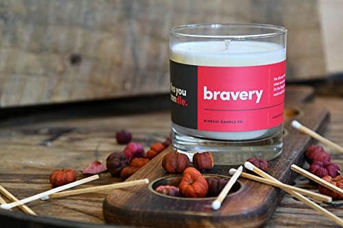 Bravery, Citrus &Sage, Highly-Scented, Inspirational Soy Candle, Made in USA, Great Message, Pure Essential Oils, Aromatherapy, 8 oz - Bloomnest