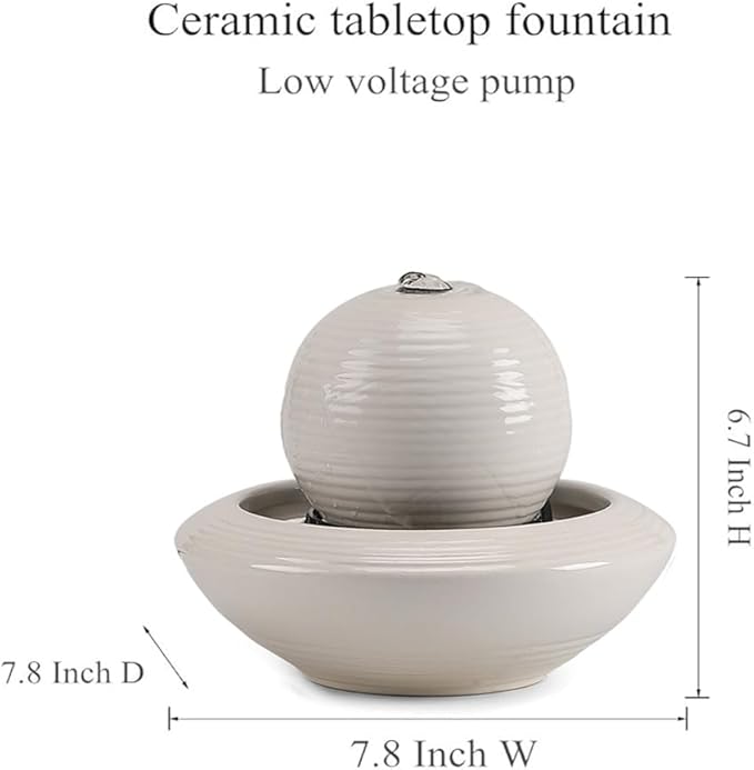 Ceramic Tabletop Fountain Water Feature for Indoor and Home Decoration Table Desk Office Patio(White A156) - Bloomnest