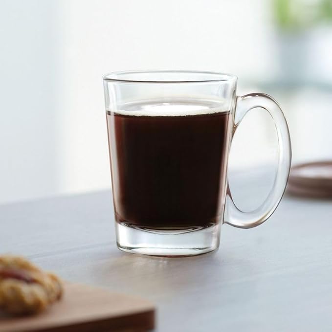 LEMONSODA Clear Large Glass Coffee Mug with Handles for Hot Beverages, Clear Mugs for Espresso, Tea, Cappucino, Latte, Juice (8.75 oz, 10.5 oz, 12 oz) (10.5 oz, Set of 6) - Bloomnest