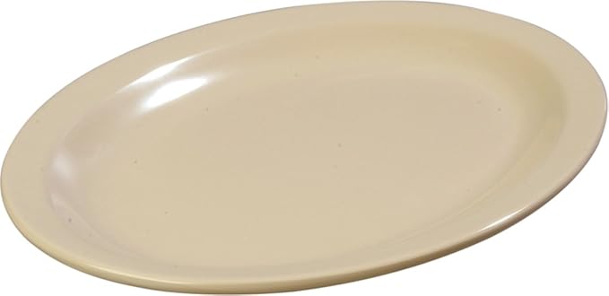 Carlisle FoodService Products Kingline Plastic Oval Platter Oval Tray for Home and Restaurant, Melamine, 12 x 9 Inches, Tan, (Pack of 12) - Bloomnest
