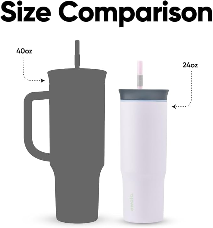 Owala Stainless Steel Triple Layer Insulated Travel Tumbler with Spill Resistant Lid and Straw, BPA Free, 24 oz, Grey/Purple (Bunny Hop) (Pack of 12)