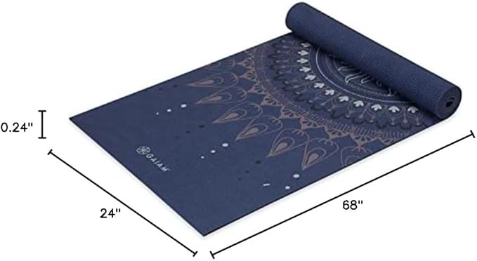 Gaiam Yoga Mat - Premium 6mm Print Extra Thick Non Slip Exercise & Fitness Mat for All Types of Yoga, Pilates & Floor Workouts (68"L x 24"W x 6mm Thick) - Bloomnest