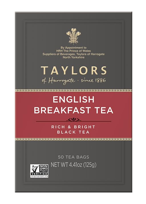 Taylors of Harrogate English Breakfast, Black Tea, Pillow Tea Bags, 50 Count (Pack of 6), Rich, Bright & Malty, Caffeinated, Enjoy Hot or Iced, 300 Teabags Total - Bloomnest