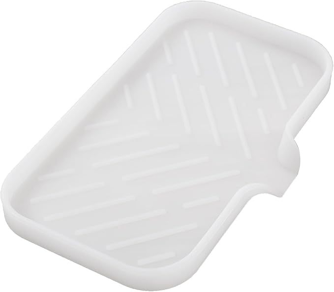 Silicone Bathroom Soap Dishes with Drain Spout-Bathroom and Kitchen Sink Organizer,Sponge Holder,Dish Soap Tray,Perfect for Dispenser,Scrubber,Bottle,Cup on Counter Translucent 9.6"×5.3" - Bloomnest