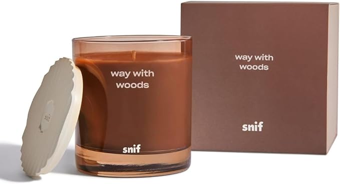 Way with Woods Luxury Scented Candle by Snif, Inviting, Crisp Scent, 50+ Hours, 100% Cotton Fiber Wicks, Soy Wax Blend, Non-Toxic, Vegan, 8.5 oz - Bloomnest