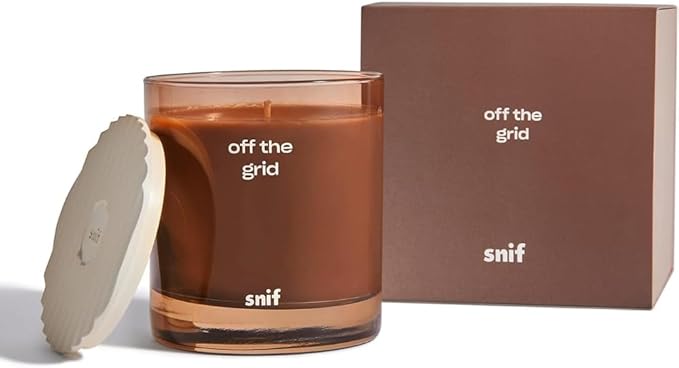 Off The Grid Luxury Scented Candle by Snif, Warm and Calming Candle, 50+ Hours, 100% Cotton Fiber Wicks, Soy Wax Blend, Non-Toxic, Vegan, 8.5 oz - Bloomnest