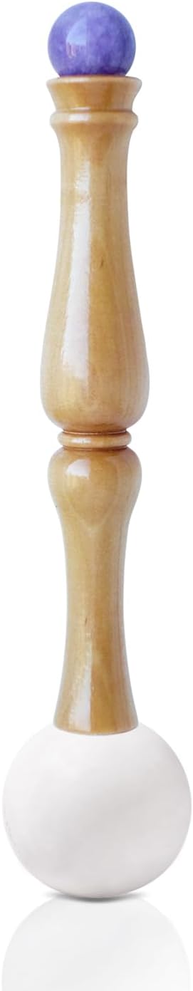 Singing Bowl Mallet,Rubber Mallet Striker with Silicone Head and Wooden Handle and Crystal Sphere for Playing Quartz Crystal Singing Bowls(Purple) - Bloomnest