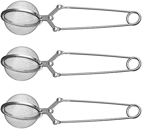 Snap Ball Tea Strainer 3 Pack Tea Infuser with Handle Tea Mesh Infuser Snap Ball Strainer Steep Loose Leaf Tea Infuser Fine Mesh Ball Tea Filter Strainer for Spices and Seasonings