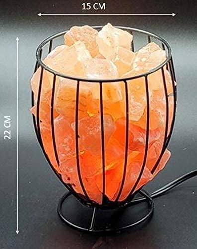 Himalayan Pink Salt Metal Basket Lamp (Tall) with Pair of Extra Bulb, Unique Gift Idea - Bloomnest