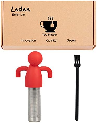 Leden Tea Infuser Cute Tea Strainer for Loose Tea Stainless Steel Fine Mesh Tea Ball Steeper with Silicone Lid for Mug and Cup, Red - Bloomnest