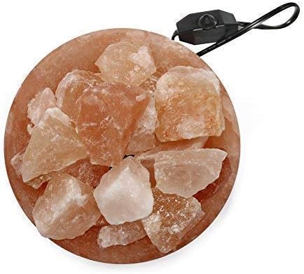 Spantik Himalayan Salt Lamp Bowl with Natural Crystal Chunks, Dimmer Cord and Classic Wood Base Premium Quality Authentic from Pakistan