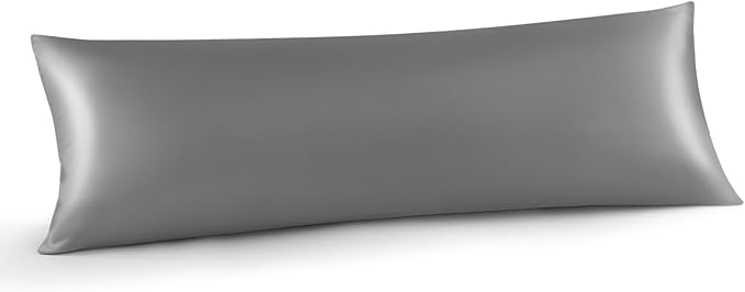 INFIIXSO Body Pillow Cover with Zipper, Luxury Mulberry Silk Body Pillow Case 20x54 Inches, Ultra Smooth and Soft Cooling Long Pillowcase, Gift for Women, Men(Dark Grey) - Bloomnest