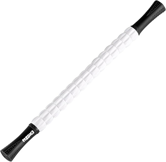 Muscle Roller Massage Roller Stick- Deep Tissue Fascia Blaster for Myofascial Pain Relief, Lymphatic Drainage & Body Sculpting, Handheld Physical Therapy & Recovery Tool (Black White-24 inch) - Bloomnest