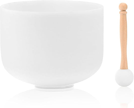 Singing Bowls 432hz B Note 8-Inch Crystal Singing Bowl With A Free Mallet And O-Ring For Sound Healing, Meditation, Yoga, and Sound Baths