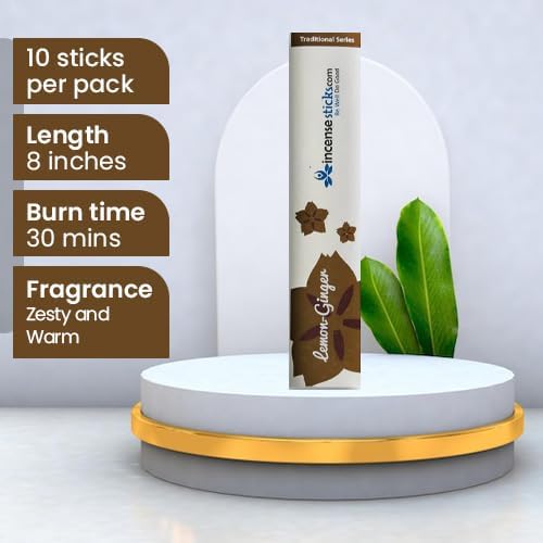 Lemon Ginger Incense 8" 10 Sticks - Bloomnest