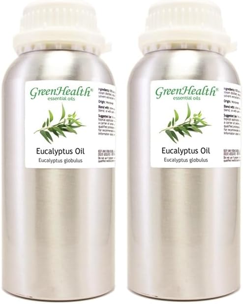 2 Bottles – GreenHealth Eucalyptus Essential Oil – 16 fl oz Each (32 fl oz Total) – 100% Pure & Uncut – Bulk Aromatherapy Oil in Aluminum Bottles – for Diffuser, Cleaning, DIY, Home Fragrance - Bloomnest