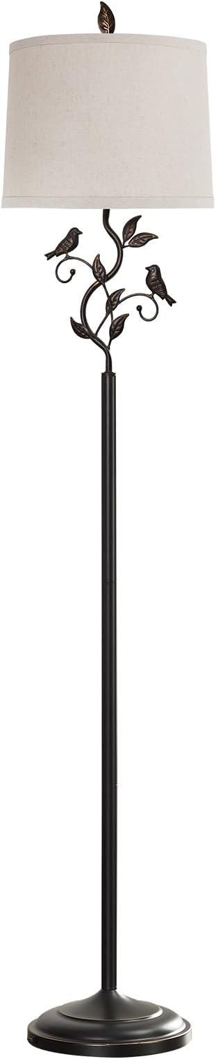 RORIANO 63" Rustic Leaf Floor Lamp for Living Room, Unique Bird Tall Standing Lamp with Rotary Switch, Vintage Floor Lamps for Bedroom Study Room, Bulb Included - Bloomnest