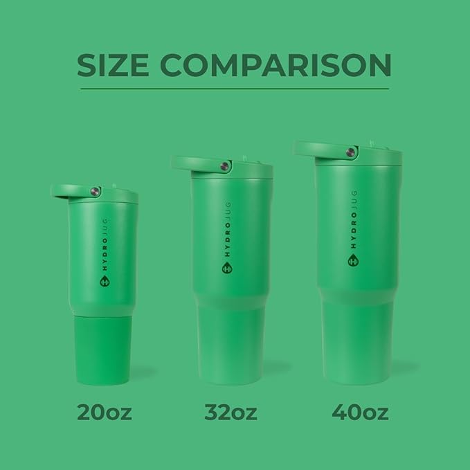 HydroJug Sport - Stainless Steel Tumbler with Straw, Vacuum Insulated, 20oz Leakproof Water Bottle, Ergonomic Design, Reusable, Dishwasher Safe, Rubber Base, Durable for Gym or Outdoors, Clover - Bloomnest