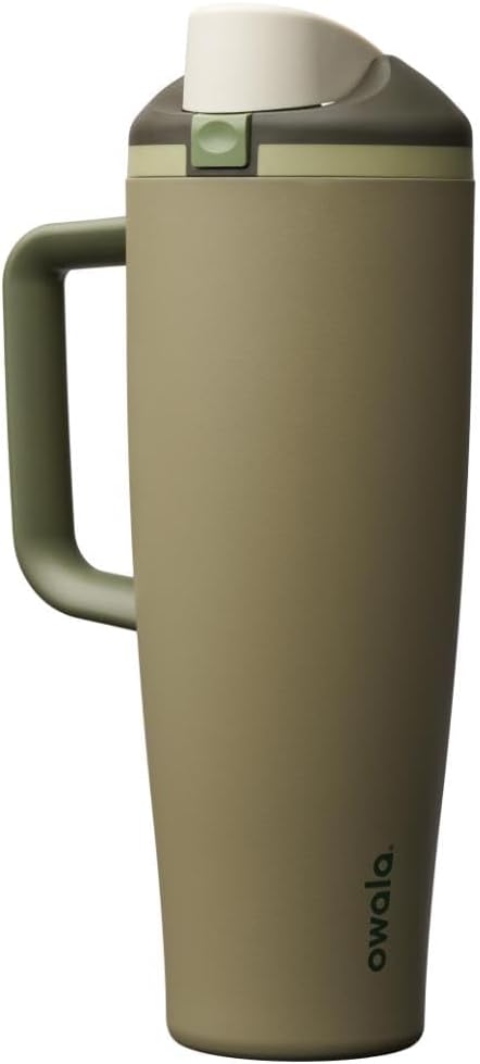 Owala FreeSip Tumbler Insulated Stainless Steel Water Bottle with Built-in Straw and Side Handle, For Travel, Work, School, and Sports, 40oz, BPA Free, Leak Proof, Off Road Owala