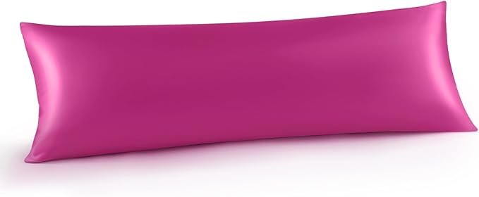 INFIIXSO Body Pillow Cover with Zipper, Luxury Mulberry Silk Body Pillow Case 20x54 Inches, Ultra Smooth and Soft Cooling Long Pillowcase, Gift for Women, Men(Hot Pink) - Bloomnest